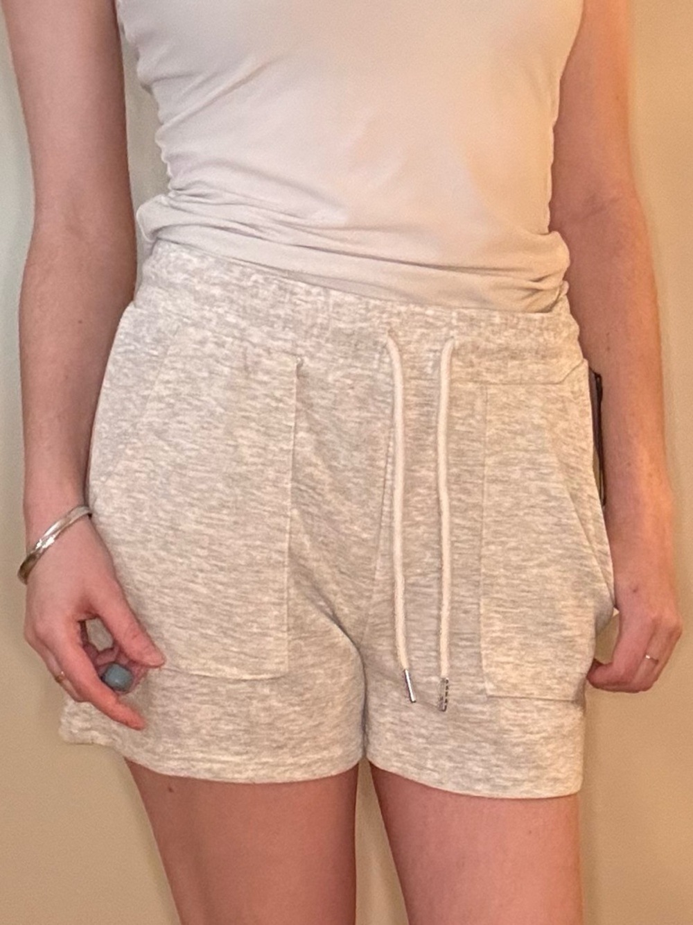 Women’s Light Gray Drawstring Lounge Shorts
